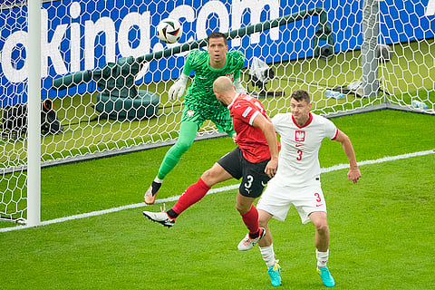 Gernot Trauner scores a goal against Poland